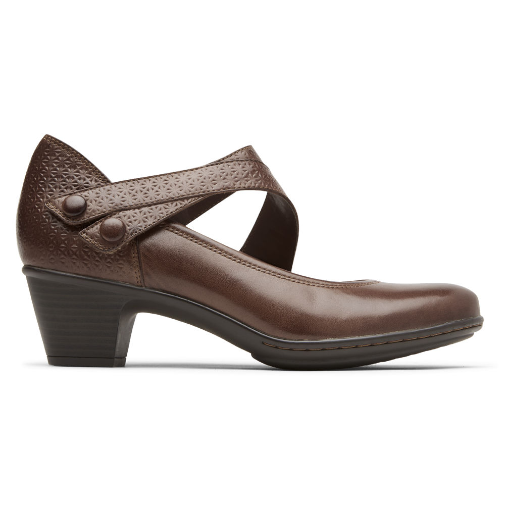 Wedges Rockport Mujer Mexico - Cobb Hill Kailyn Asymmetrical Mary Jane Marrom - OTEKC8937